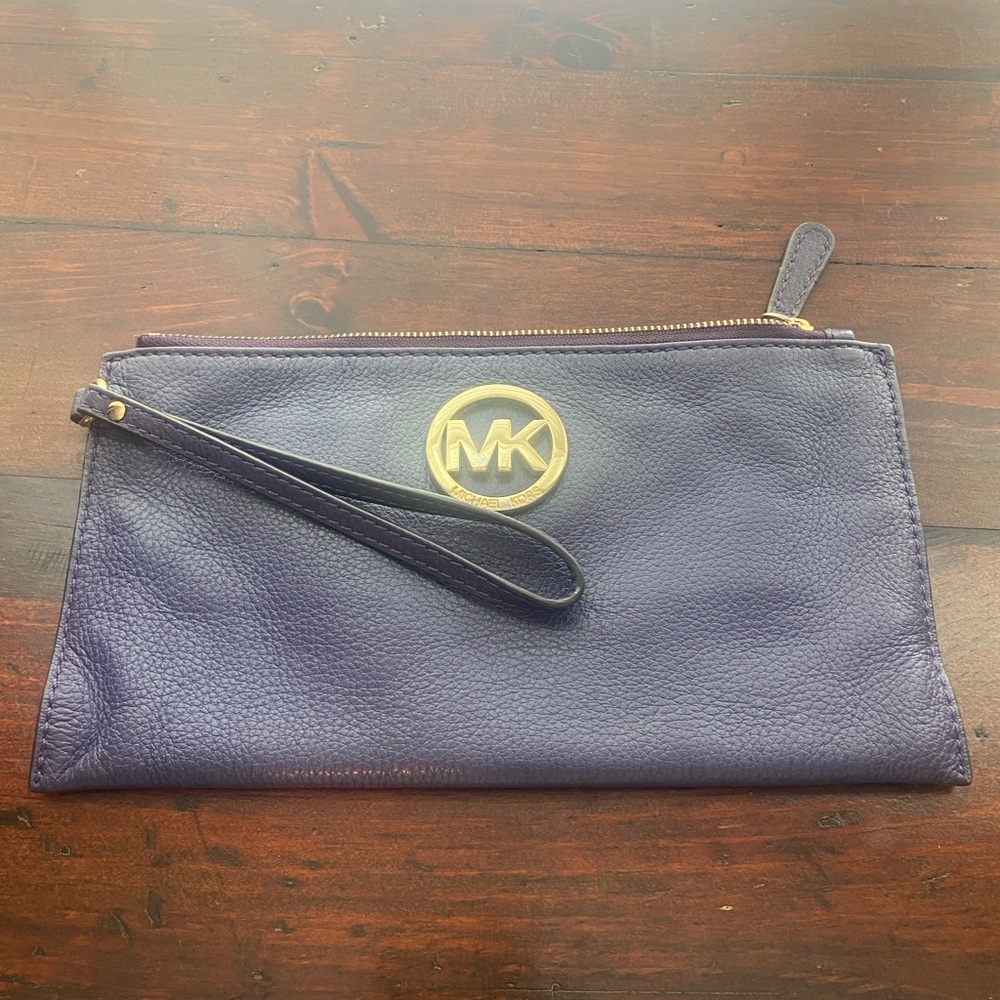 Michael Kors Purple and Cream Leather Wristlet